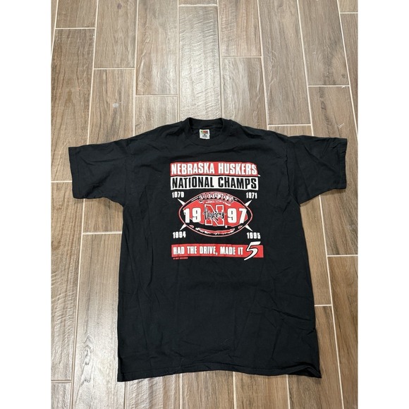 Fruit of the Loom Other - Vintage Nebraska Huskers National Champs 1997 T Shirt XXL Black NCAA Tee